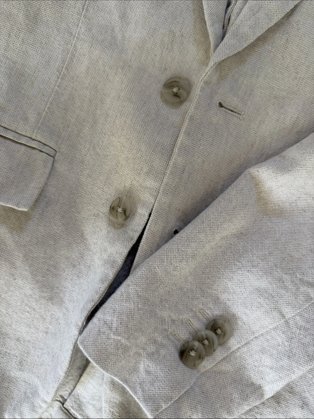 Zara Boys Light Beige Linen Suit Jacket and Trousers